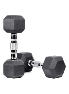 Hex Dumbbell Weights Pair - Rubber Encased Cast Iron Dumbbells Weight Pair with Metal Handle, Full Body Workout Strength Training Home Gym