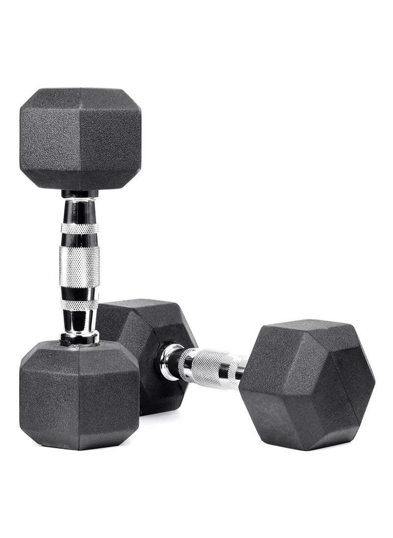 Generic - Hex Dumbbell Weights Pair - Rubber Encased Cast Iron Dumbbells Weight Pair with Metal Handle, Full Body Workout Strength Training Home Gym - Image 1