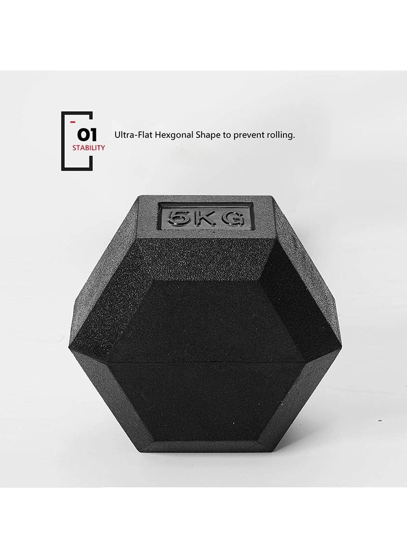 Generic - Hex Dumbbell Weights Pair - Rubber Encased Cast Iron Dumbbells Weight Pair with Metal Handle, Full Body Workout Strength Training Home Gym - Image 1