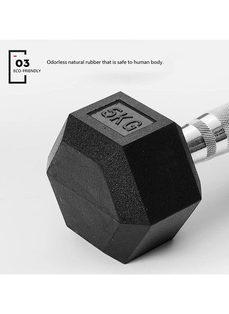Generic - Hex Dumbbell Weights Pair - Rubber Encased Cast Iron Dumbbells Weight Pair with Metal Handle, Full Body Workout Strength Training Home Gym - Image 1
