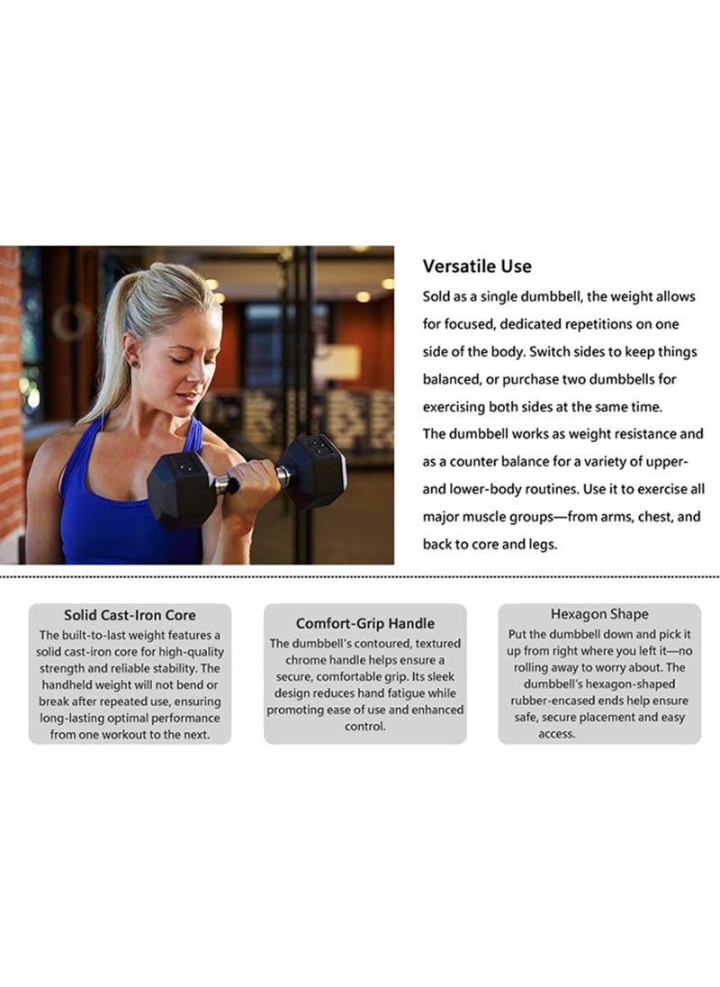 Generic - Hex Dumbbell Weights Pair - Rubber Encased Cast Iron Dumbbells Weight Pair with Metal Handle, Full Body Workout Strength Training Home Gym - Image 1