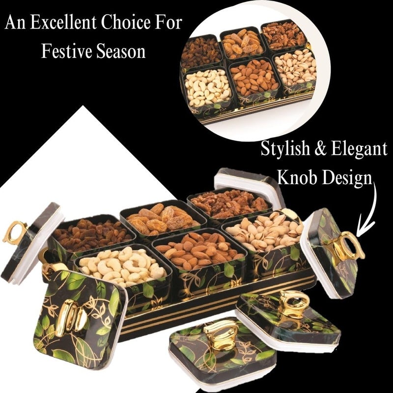 Nabhya Dry Fruit Candy Chocolate Set Box with Lid Serving Tray Storage 6 Container100 AirTigh Plastic Utility 6 Container 500 Ml Plastic Grocery Container Black 6_Container - Image 4