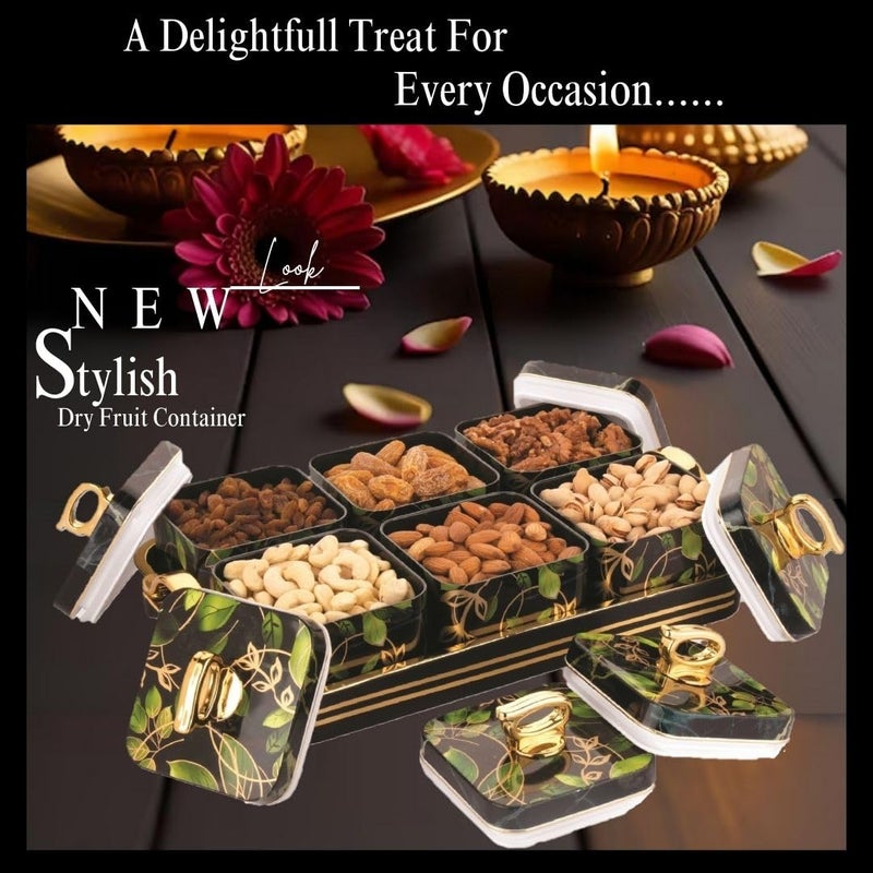 Nabhya Dry Fruit Candy Chocolate Set Box with Lid Serving Tray Storage 6 Container100 AirTigh Plastic Utility 6 Container 500 Ml Plastic Grocery Container Black 6_Container - Image 3