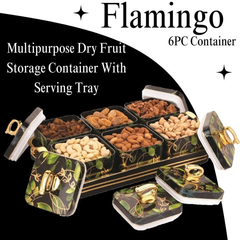 Nabhya Dry Fruit Candy Chocolate Set Box with Lid Serving Tray Storage 6 Container100 AirTigh Plastic Utility 6 Container 500 Ml Plastic Grocery Container Black 6_Container - Image 2