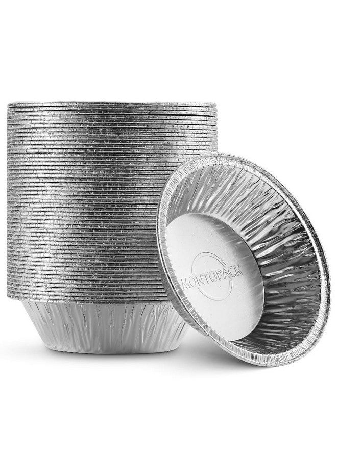 MontoPack Disposable 5" Aluminum Foil Pie/Tart Pan (50 Pack) | 5 Inch Round Cake Pan for Baking Personal Mini Pies, Homemade Cakes & Quiche | Oven Safe Foil Tins Easily Stack & Store, Freeze & Reheat - Image 1