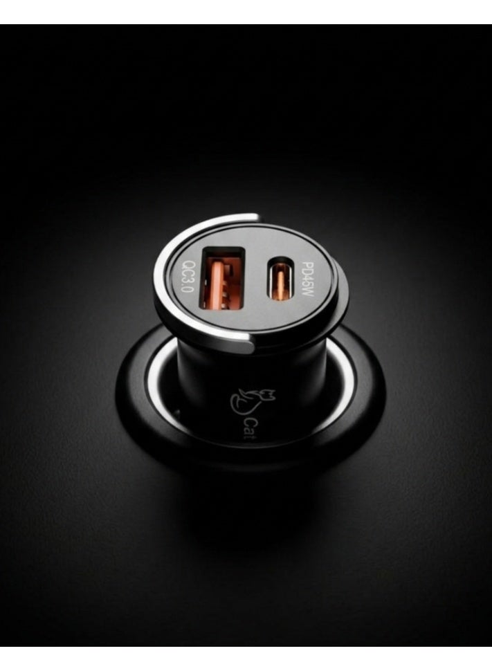 Cat - Cot Cat-Cot 45W Dual Port Fast Car Charger | PD 3.0 & QC 3.0 Aluminum Alloy Adapter - Image 3