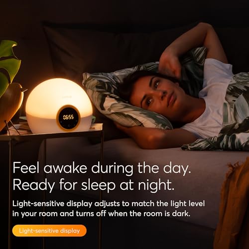 Lumie Bodyclock Rise 100 - LED Wake-Up Light Alarm Clock with Realistic Sunrise and Sunset, Dimmable, White/Yellow - Image 4