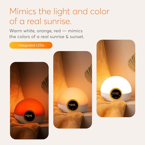 Lumie Bodyclock Rise 100 - LED Wake-Up Light Alarm Clock with Realistic Sunrise and Sunset, Dimmable, White/Yellow - Image 3