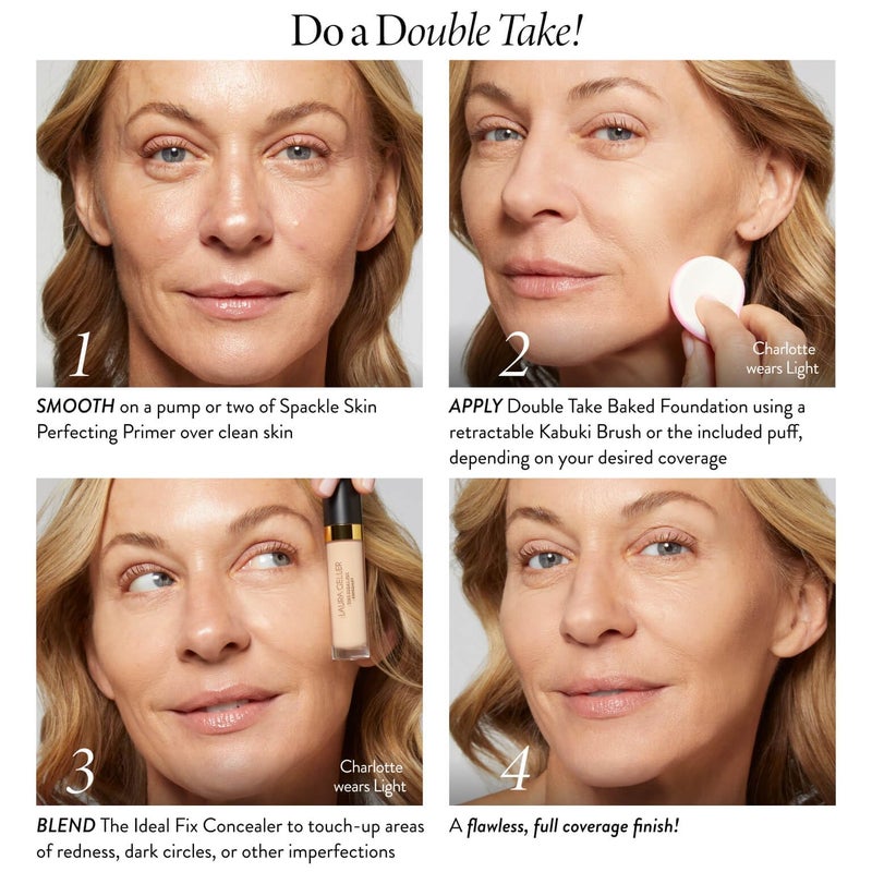 LAURA GELLER NEW YORK Baked Double Take Powder Foundation - Medium - Buildable Medium to Full Coverage - Matte Finish - Image 3