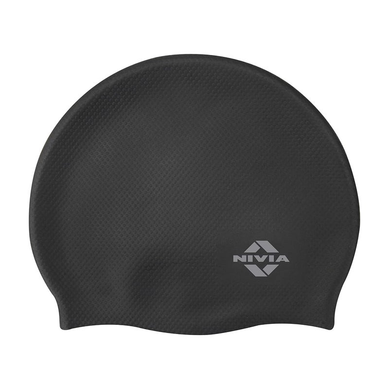 Nivia Pro Silicone Swimming Cap - Black - Image 1