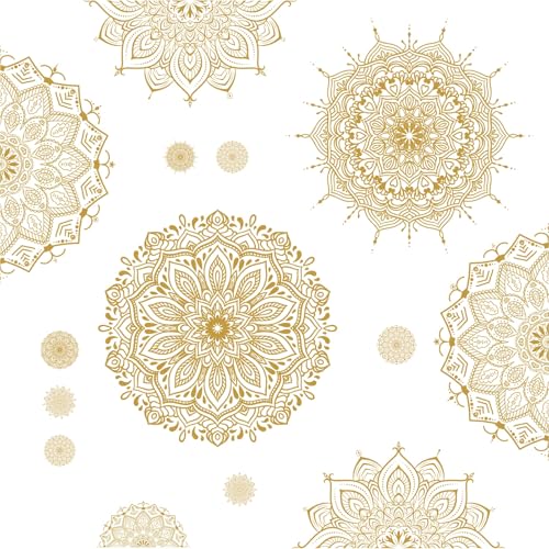 Kazova Large Mandala Wall Sticker Peel and Stick Boho Lotus Flower Wall Stickers Decor Mandala Floral Window Decals Clings Headboard Gold Mandala Wall Art Decal for Bedroom Living Room Yoga Decoration - Image 4