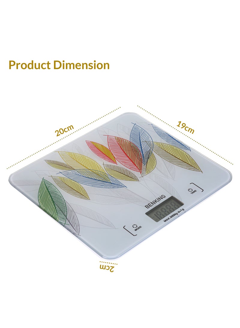 BENKING Digital Display Food Scale Weighs Up To 5 Kg LCD Display With Armoured Glass Portable And Light Weight Food Scale Perfect for Meal Prep & Baking - Image 3