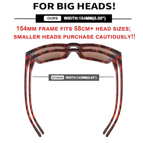 MAXJULI XXL Size Double Extra Large Z87 Sunglasses for Big Wide Heads Men TR90 Ultralight UV400 Protection Glasses 8228 Tortoise FrameBrown Lens - Image 3
