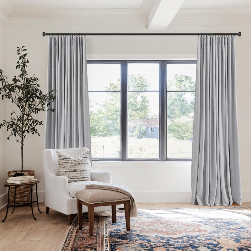 100% Blackout Shield Full Blackout Curtains for Bedroom 84 inch Length 2 Panels Set  Clip Rings/Rod Pocket Faux Linen Black Out Curtains for Living Room  Thermal Insulated  50Wx84L  Grey - Image 5