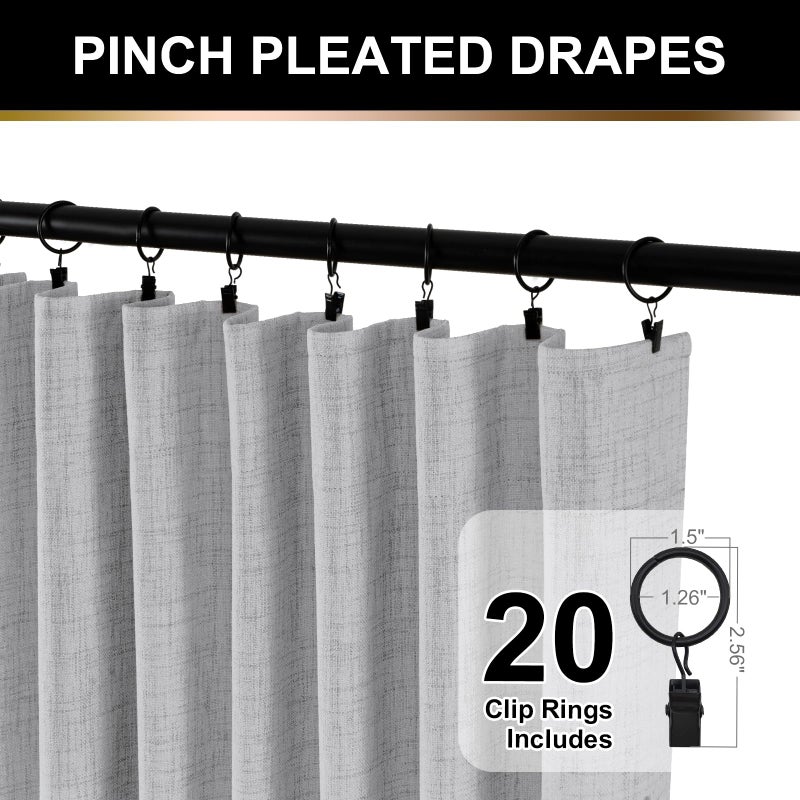 100% Blackout Shield Full Blackout Curtains for Bedroom 84 inch Length 2 Panels Set  Clip Rings/Rod Pocket Faux Linen Black Out Curtains for Living Room  Thermal Insulated  50Wx84L  Grey - Image 3