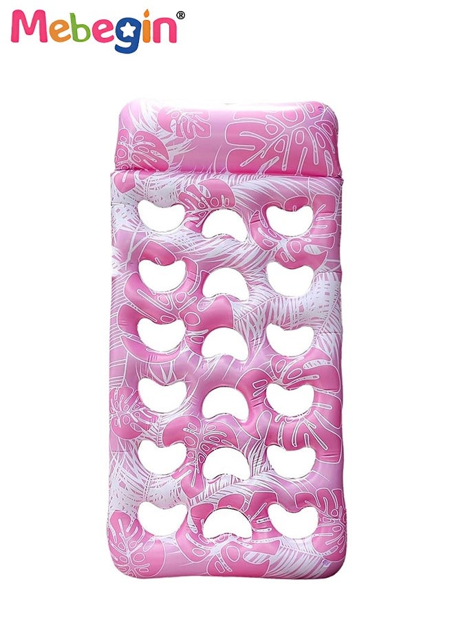 MEBEGIN Inflatable Pool Floats, Creative Loungers with 18 Heart-shaped Holes, Tanning Bed with Backrest, Pool Floaties Rafts for Adults, Large Size Lake Lounge, Multifuctional Pool Toys, Suitable for Swimming Pool, Seashore and Summer Beach Party, 180*90cm  - Image 2