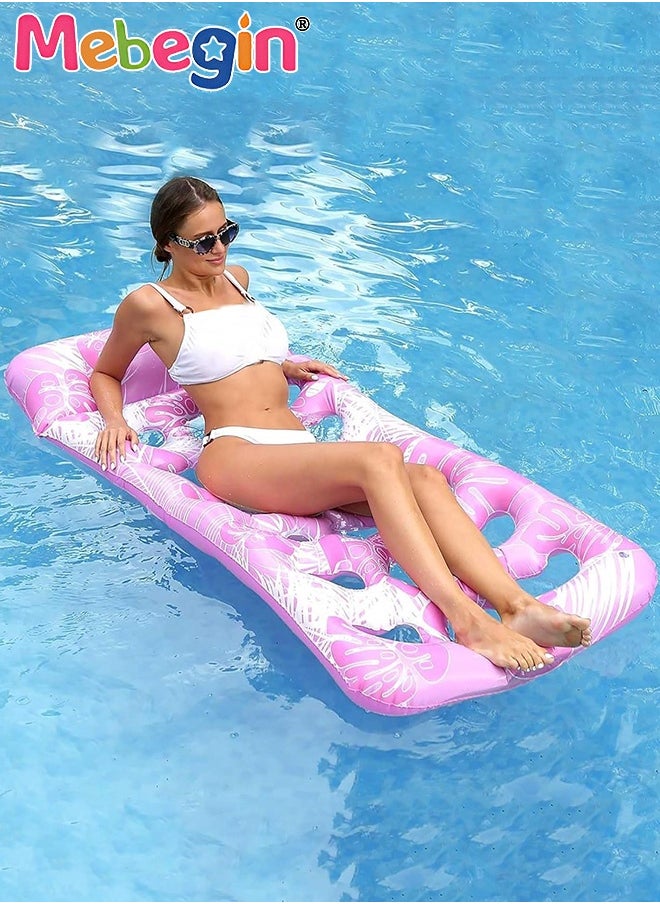 MEBEGIN Inflatable Pool Floats, Creative Loungers with 18 Heart-shaped Holes, Tanning Bed with Backrest, Pool Floaties Rafts for Adults, Large Size Lake Lounge, Multifuctional Pool Toys, Suitable for Swimming Pool, Seashore and Summer Beach Party, 180*90cm  - Image 1