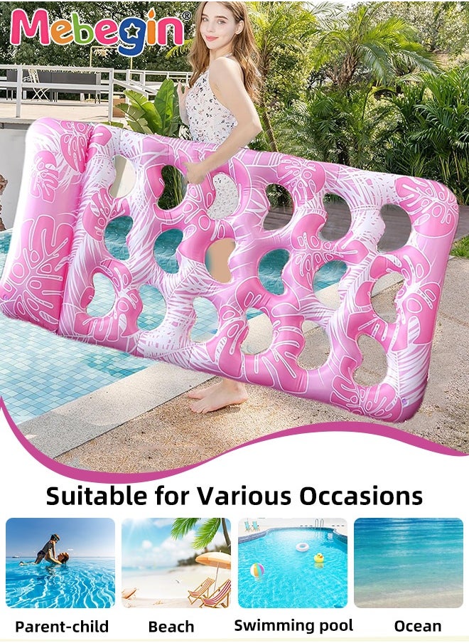 MEBEGIN Inflatable Pool Floats, Creative Loungers with 18 Heart-shaped Holes, Tanning Bed with Backrest, Pool Floaties Rafts for Adults, Large Size Lake Lounge, Multifuctional Pool Toys, Suitable for Swimming Pool, Seashore and Summer Beach Party, 180*90cm  - Image 5