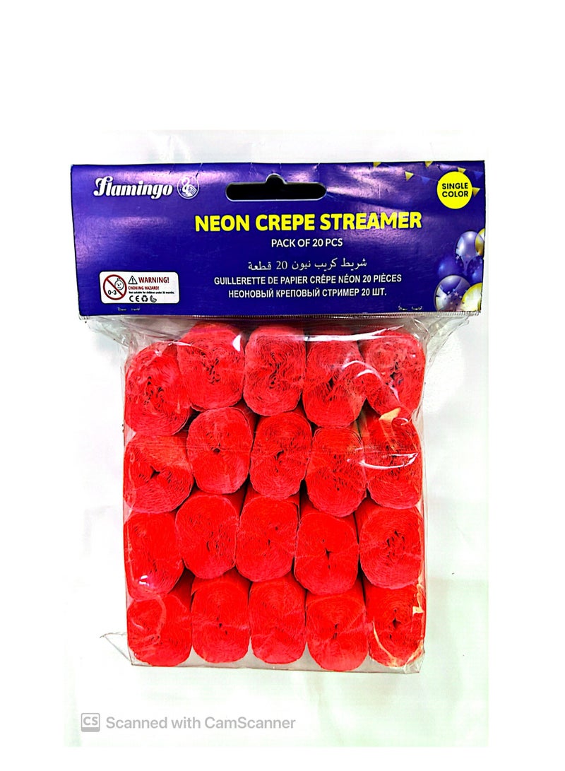 Pink Crepe Paper Streamers, Pink Party Decorations - 20 Large Rolls, 2in x 80ft Each Roll - Decorative Creped Roll for Birthday, Festival, Wedding, Backdrop or Photo Booth Decoration and Flower Making