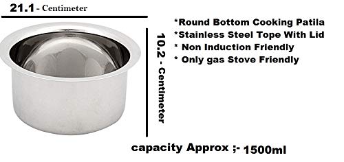 Bartan Star Stainless Steel Patila with Lid Set of 2 (1 Litre & 1.5 Litre) - Image 5