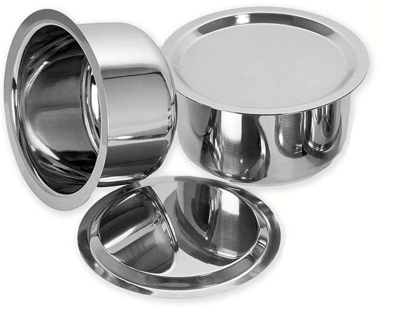 Bartan Star Stainless Steel Patila with Lid Set of 2 (1 Litre & 1.5 Litre) - Image 1