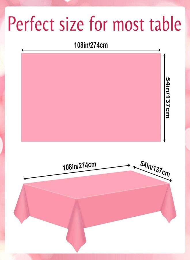 Rainmae 9pcs Valentine's Day Disposable Plastic Tablecloth, 54 x 108 Inch Waterproof Rectangular Table Covers for Valentines Day Wedding Anniversary Decor (Pink, Light Pink, White) - Image 2