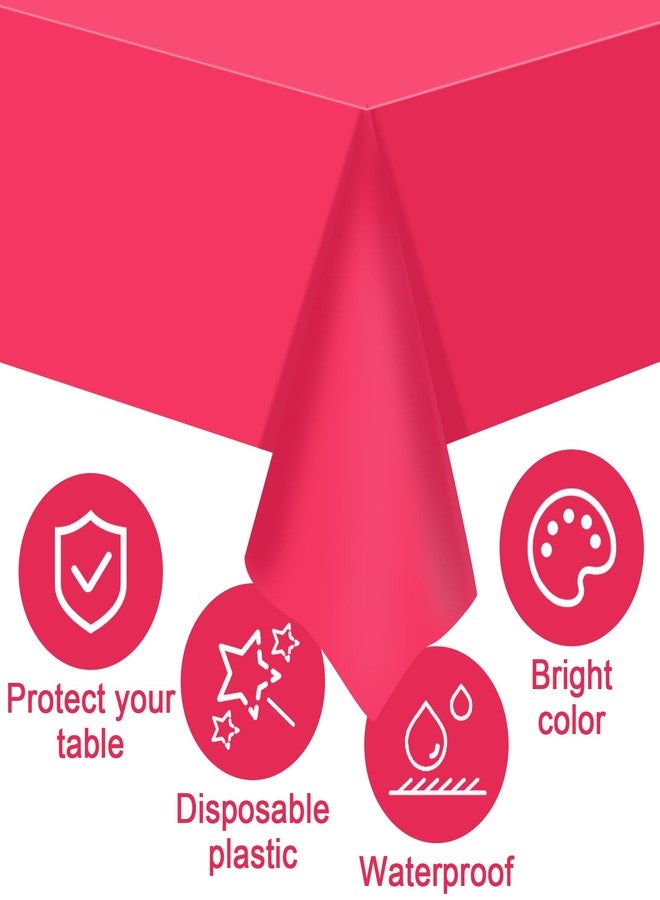 Rainmae 9pcs Valentine's Day Disposable Plastic Tablecloth, 54 x 108 Inch Waterproof Rectangular Table Covers for Valentines Day Wedding Anniversary Decor (Pink, Light Pink, White) - Image 4