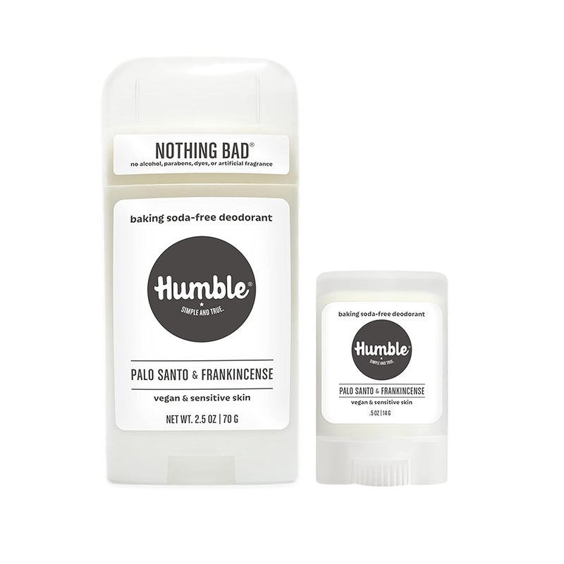 HUMBLE SIMPLE AND TRUE. HUMBLE BRANDS Aluminum-Free Deodorant, Vegan and Cruelty- free, Formulated for Sensitive Skin, Sensitive Palo Santo & Frankincense Deodorant Full & Travel Pack