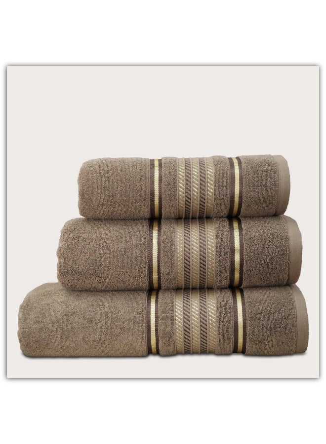 بالتيك لينين طقم مناشف فلافي روز من ثلاث قطع - رمادي | قطن ناعم وماص | ٥٠×٩٠ سم، ٧٠×١٤٠ سم، ٨٣×١٦٥ سم من بالتيك لينين - Image 1