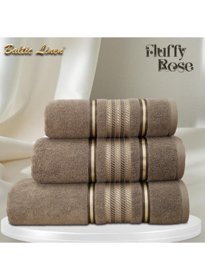 بالتيك لينين طقم مناشف فلافي روز من ثلاث قطع - رمادي | قطن ناعم وماص | ٥٠×٩٠ سم، ٧٠×١٤٠ سم، ٨٣×١٦٥ سم من بالتيك لينين - Image 3