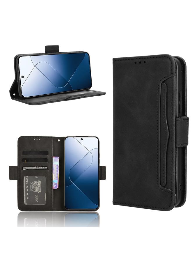 جرين تايجر حافظة جلدية لهاتف Xiaomi 14 ذات ملمس جلد العجل وفتحات للبطاقات (أسود)