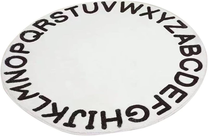 Non Slip Washable Round Alphabet Floor Rug Nordic Style Play Mat For Bedroom Living Area - Image 1