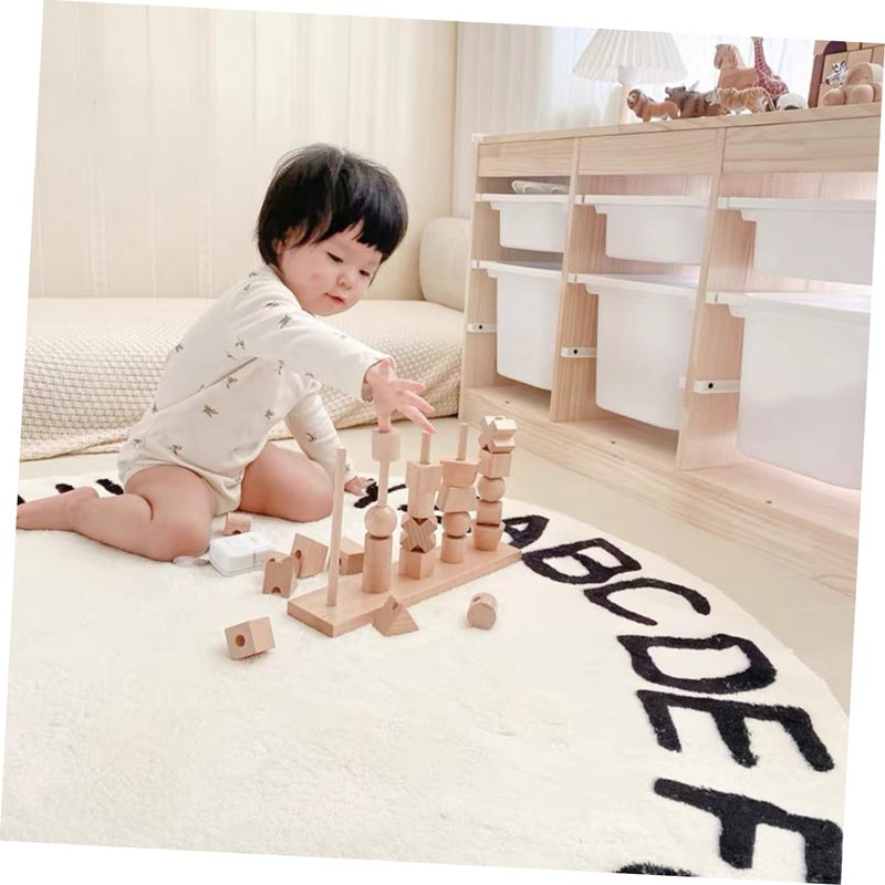 Non Slip Washable Round Alphabet Floor Rug Nordic Style Play Mat For Bedroom Living Area - Image 3