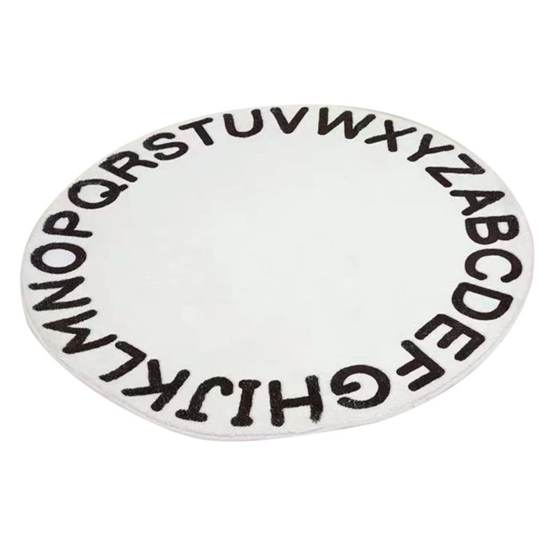 Non Slip Washable Round Alphabet Floor Rug Nordic Style Play Mat For Bedroom Living Area - Image 2