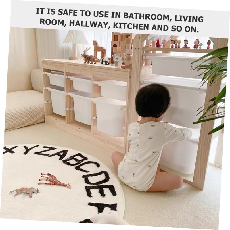 Non Slip Washable Round Alphabet Floor Rug Nordic Style Play Mat For Bedroom Living Area - Image 5