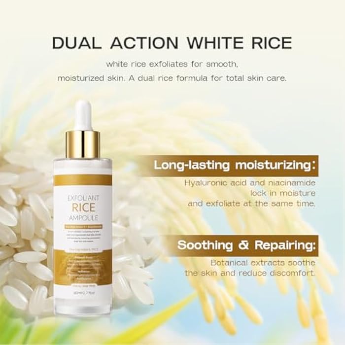 Veakoo Peel Shot Glow White Rice Exfoliant Peeling Ampoule, Soft Exfoliating Face and Body Scrub, Facial Exfoliator, Deep Hydration Serum, 80ml - Image 3