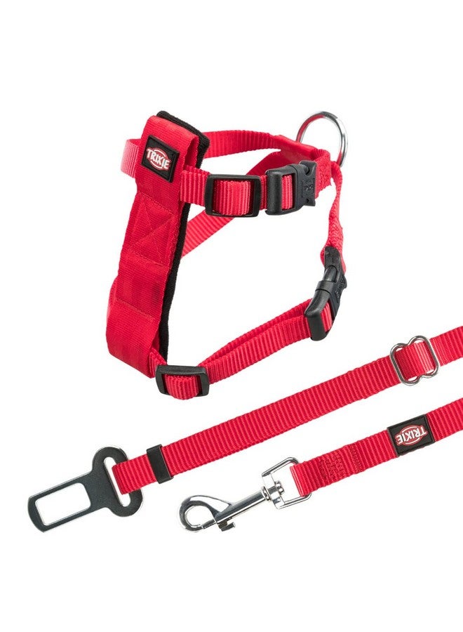 تريكسي حزام قطط مع مقود مع حزام أمان قابل للتعديل بالكامل، يأتي مع مشابك سريعة الفتح مما يجعله أسهل في الاستخدام، حلقة D قوية تحافظ على الحزام والمقود في مكانهما، الأبعاد: 20-50 سم/15 مم، أحمر - Image 1