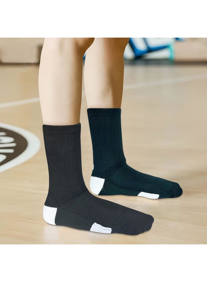 JHM Kids Athletic Sport Crew Socks for Baseball Soccer Basketball Running For Ages 4 to 16, 4 Pairs Black, 8-11 Years - Image 3