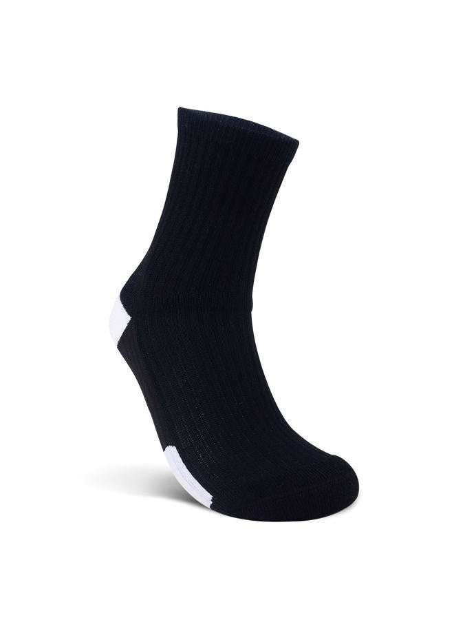 JHM Kids Athletic Sport Crew Socks for Baseball Soccer Basketball Running For Ages 4 to 16, 4 Pairs Black, 8-11 Years - Image 4