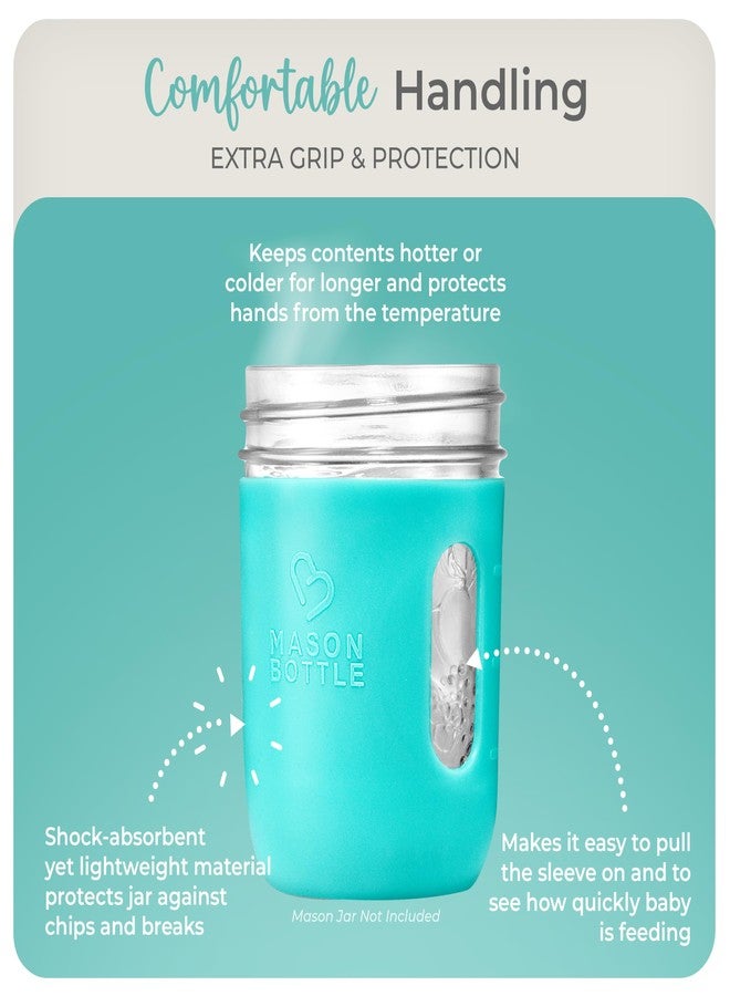 Mason Bottle 8oz Silicone Sleeve (1-Pack) - Regular Mouth Sleeve - Non-Toxic, Dishwasher Safe for Extra Grip & Protection - Made in USA (Jar NOT Included) - Image 3
