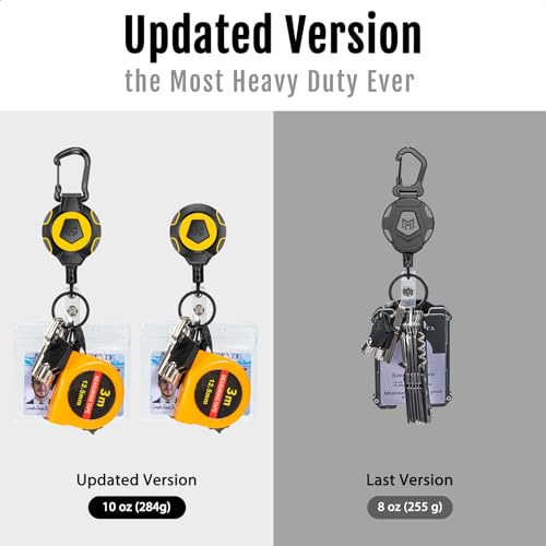 MNGARISTA Upgraded Heavy Duty Retractable Keychain, Belt Clip Ver. & Carabiner Ver., 10 oz Retraction, 31.5" Stainless Steel Cable, Tactical ID Badge Reel Key Chain Retractor, 2 Pack - Image 3