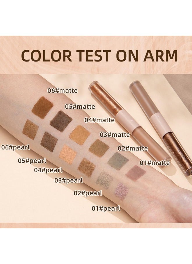 Melemando 6 Pack Liquid Matte & Pearl Eyeshadow Double Head Long Lasting Shimmer Matte Eyeshadow Set Waterproof High Pigmented Eyeshadow Makeup Set.  - Image 5