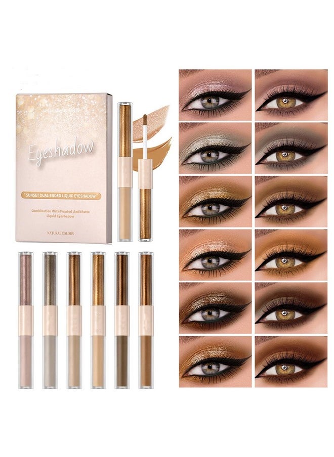 Melemando 6 Pack Liquid Matte & Pearl Eyeshadow Double Head Long Lasting Shimmer Matte Eyeshadow Set Waterproof High Pigmented Eyeshadow Makeup Set.  - Image 3
