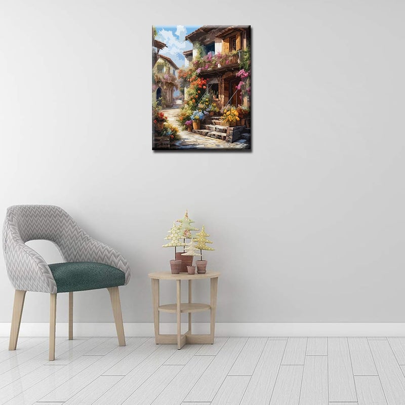 Tucocoo Flowers Town Paint by Numbers for Adults Kids Beginners Italy City Street Flowers DIY Acrylic Painting Gift Kits Drawing Paintings Pictures Arts Craft for Home Wall Decor16x20inch Frameless - Image 4