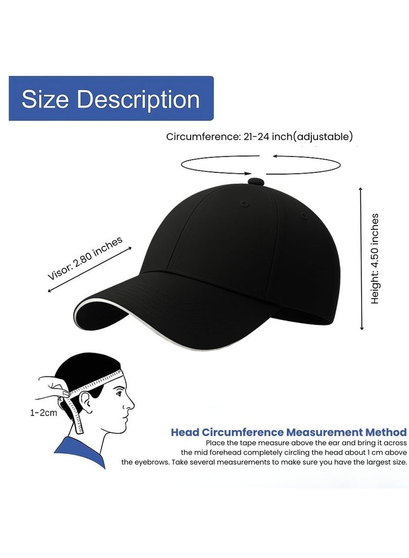 Nenoush Plain Sandwich Baseball Cotton Classic and adjustable buckle closure Cap for Unisex Black White Sandwich - Image 5