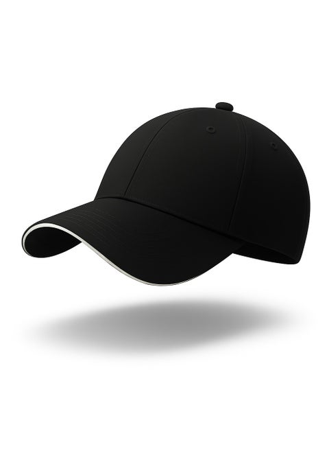 Nenoush Plain Sandwich Baseball Cotton Classic and adjustable buckle closure Cap for Unisex Black White Sandwich