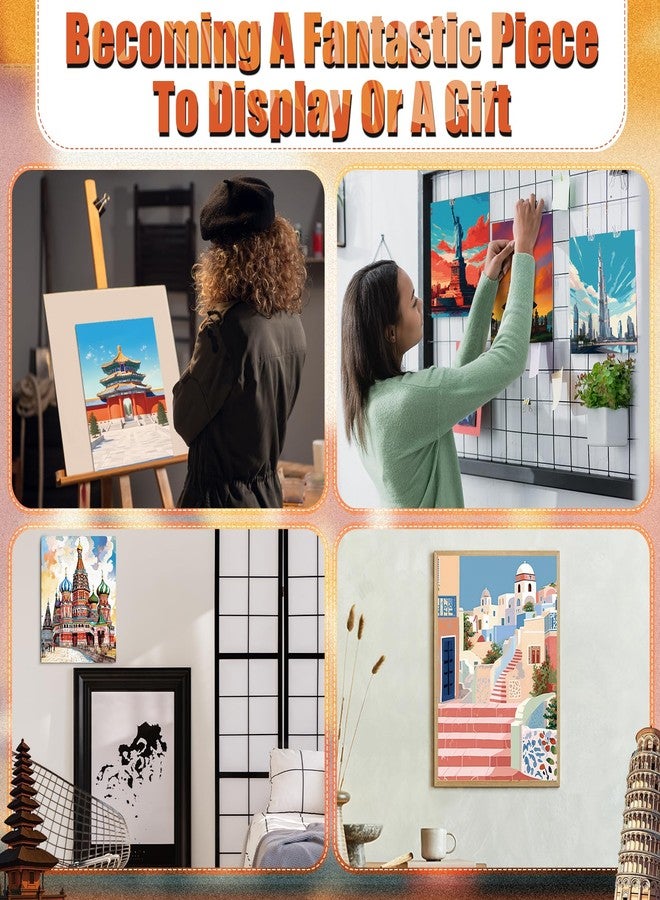 شير، 140 قطعة، 20 مجموعة قماش مرسومة مسبقًا للرسم والحرف اليدوية، مجموعة الرسم والرسم للكبار، هدية رسم قماش مطبوعة مسبقًا لحفلات أعياد الميلاد الافتراضية، هدية مثالية لحفلات المواعدة للكبار (معالم بارزة). - Image 5