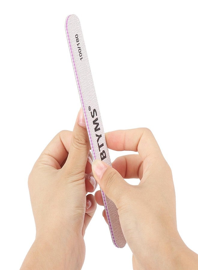 BTYMS 100 Pieces Nail Files 100/180 Grit Double Sided Emery Board Reusable Buffering Files for Natural Nails and Acrylic Nails - Image 4