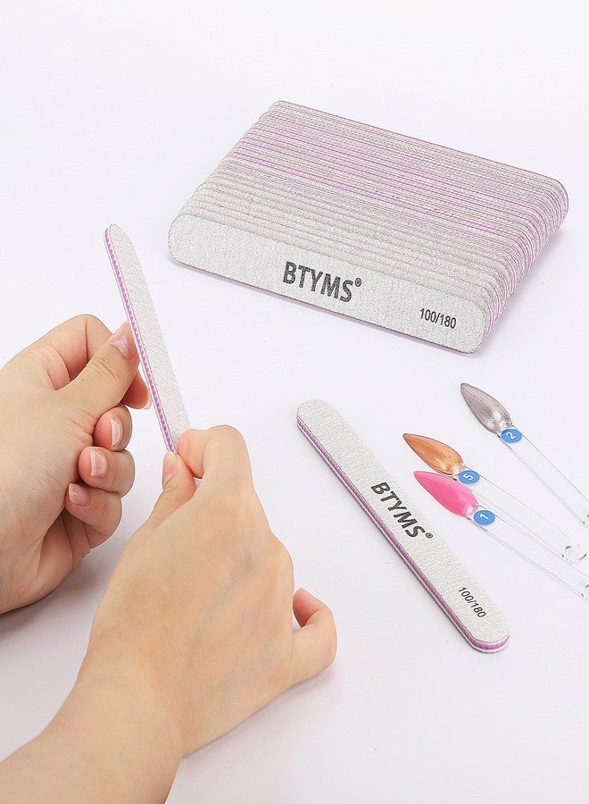 BTYMS 100 Pieces Nail Files 100/180 Grit Double Sided Emery Board Reusable Buffering Files for Natural Nails and Acrylic Nails - Image 5