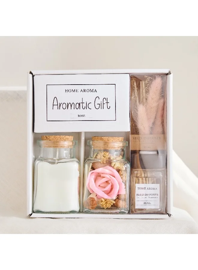 Home Box Seyna Rose Jar Candle with Potpourri and Diffuser Gift Set 50 ml